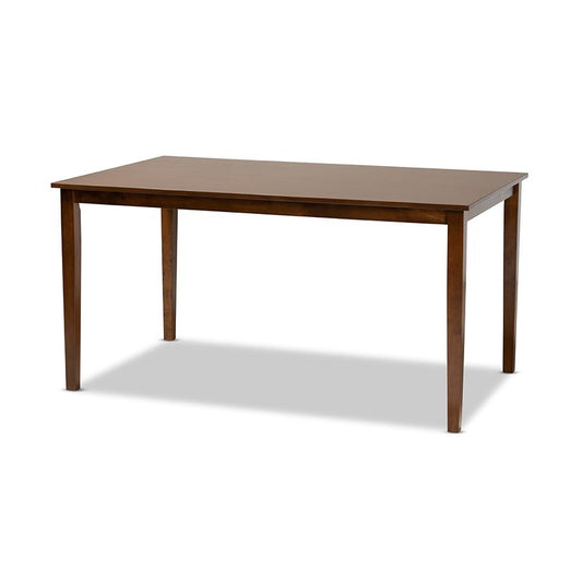 Walnut Brown Finished Rectangular Wood Dining Table