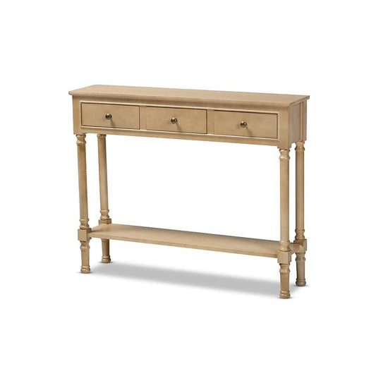 Farmhouse Oak Brown Finished Wood 3-Drawer Entryway Console Table