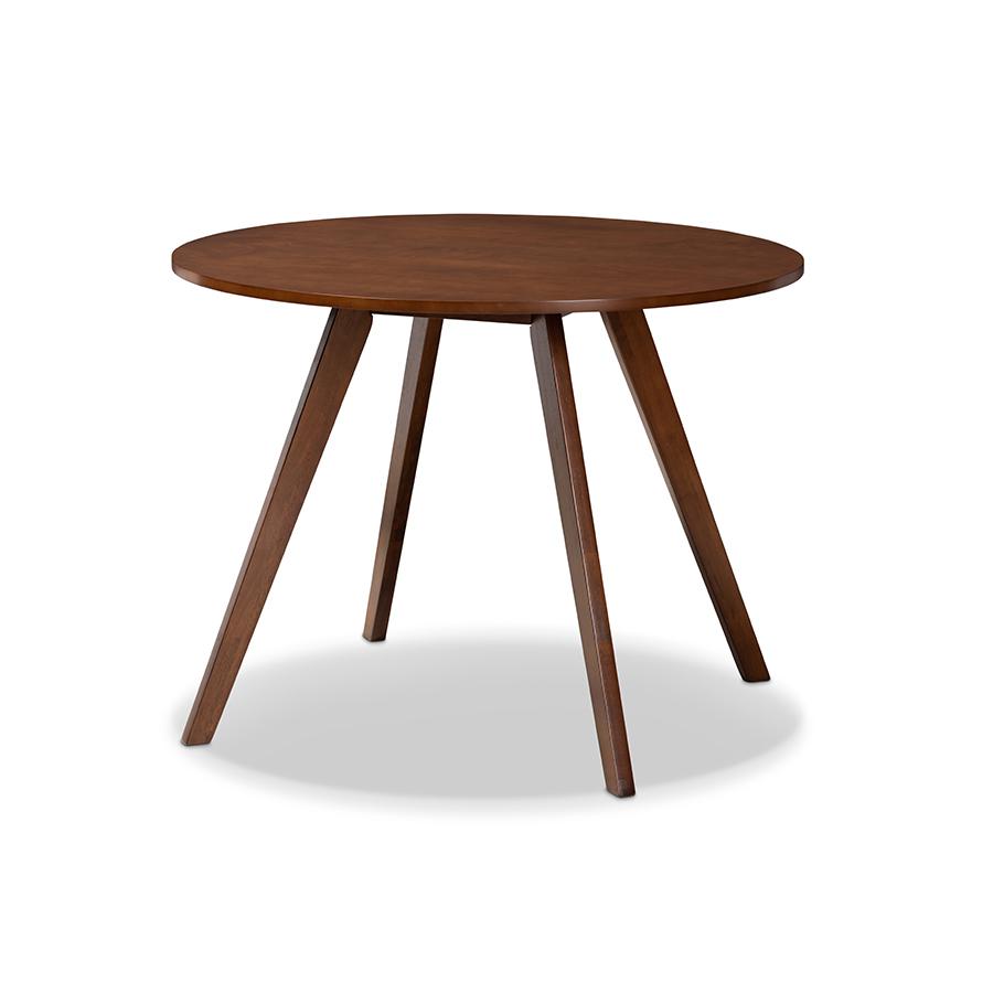 Transitional Walnut Brown Finished Round Wood Dining Table