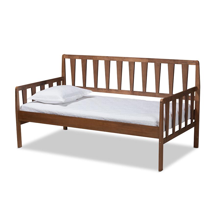 Transitional Walnut Brown Finished Wood Twin Size Daybed