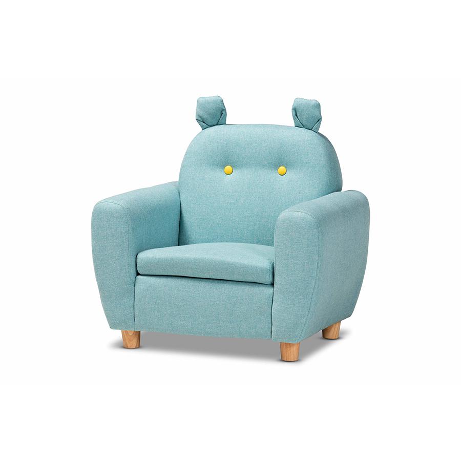 Gloria Sky Blue Fabric Upholstered Kids Armchair with Animal Ears