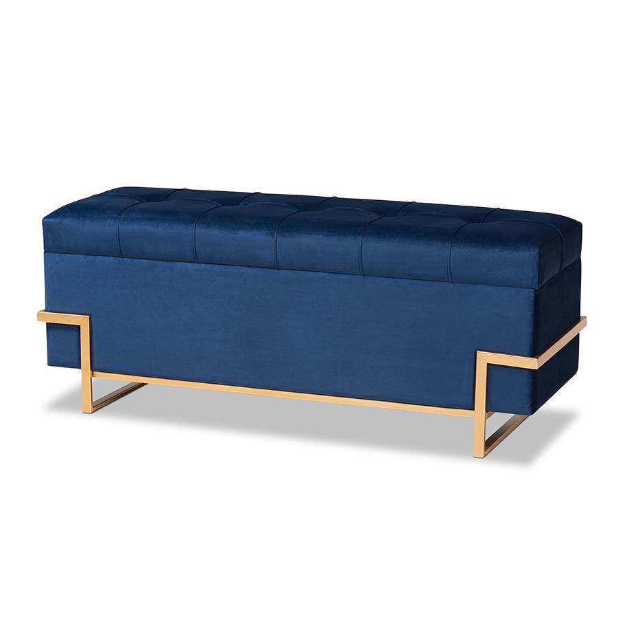 Gold Metal Finished Storage Ottoman