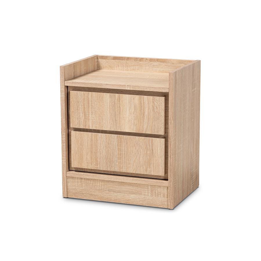 Baxton Studio Hale Modern and Contemporary Oak Finished Wood 1-Door Nightstand