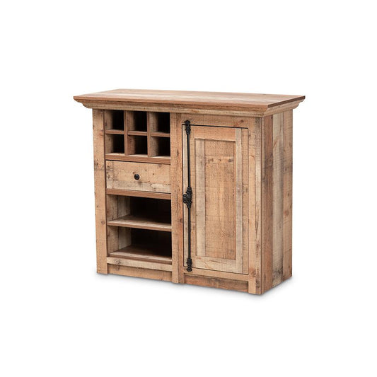 Farmhouse Rustic Oak Brown Finished Wood 1-Door Dining Room Sideboard Buffet