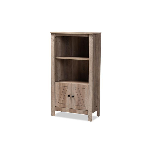 Transitional Rustic Oak Finished Wood 3-Tier Bookcase