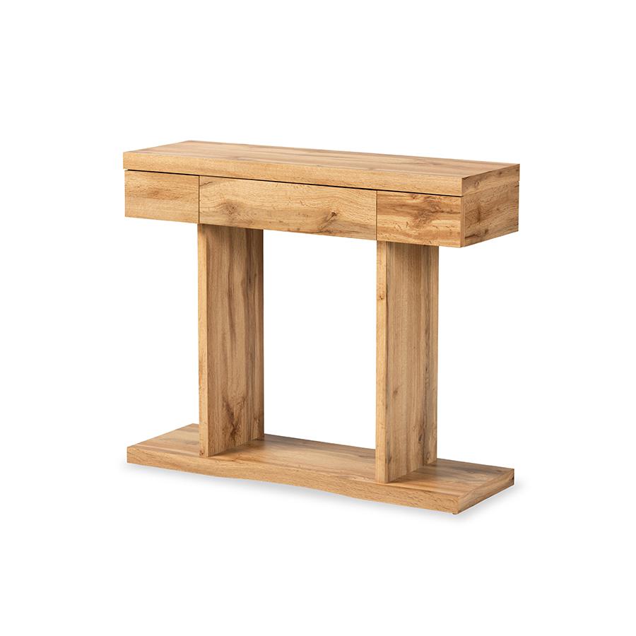 Otis Modern and Contemporary Oak Brown Finished Wood 3-Drawer Console Table