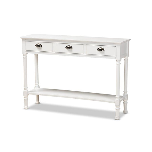 Garvey French Provincial White Finished Wood 3-Drawer Entryway Console Table