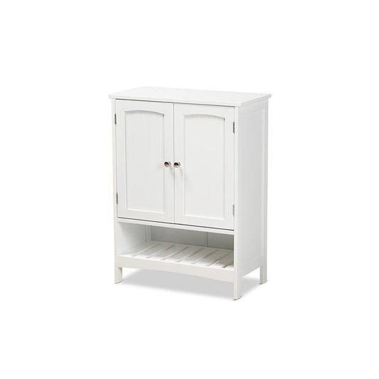 White Finished Wood 2-Door Bathroom Storage Cabinet