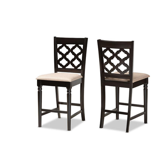 Dark Brown Finished Wood 2-Piece Counter Stool Set