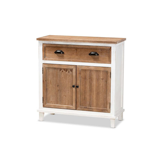 Oak Brown Finished Wood 2-Door Storage Cabinet