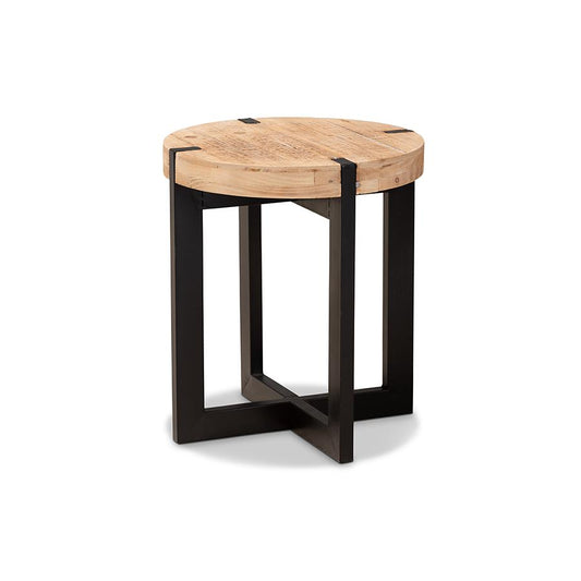 Black Finished Metal End Table