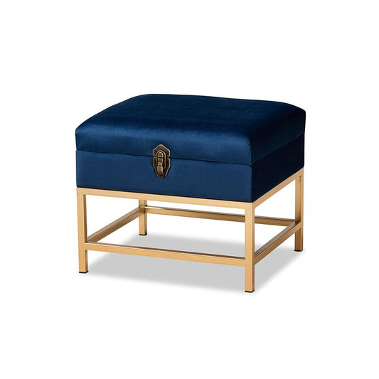 Gold Finished Metal Small Storage Ottoman