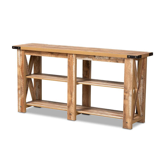 Angelo Modern and Contemporary Rustic Oak Brown Finished Wood Console Table