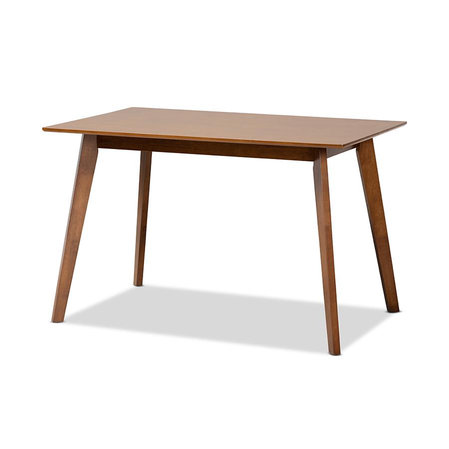 Maila Mid-Century Modern Transitional Walnut Brown Finished Wood Dining Table