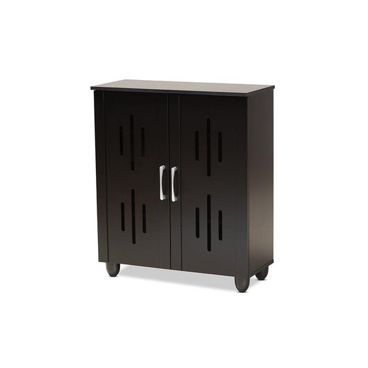 Renley Modern and Contemporary Black Finished Wood 2-Door Shoe Storage Cabinet