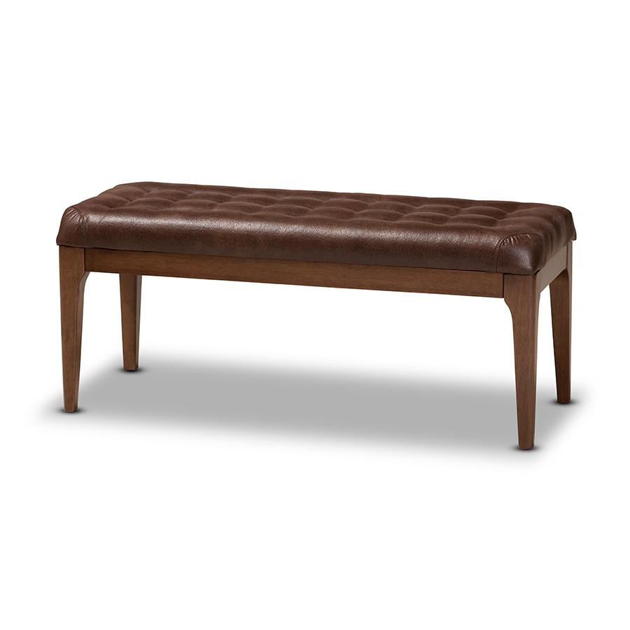 Walnut Brown Finished Wood Dining Bench