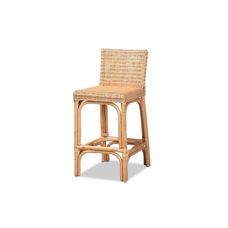 bali & pari Athena Modern and Contemporary Natural Finished Rattan Counter Stool