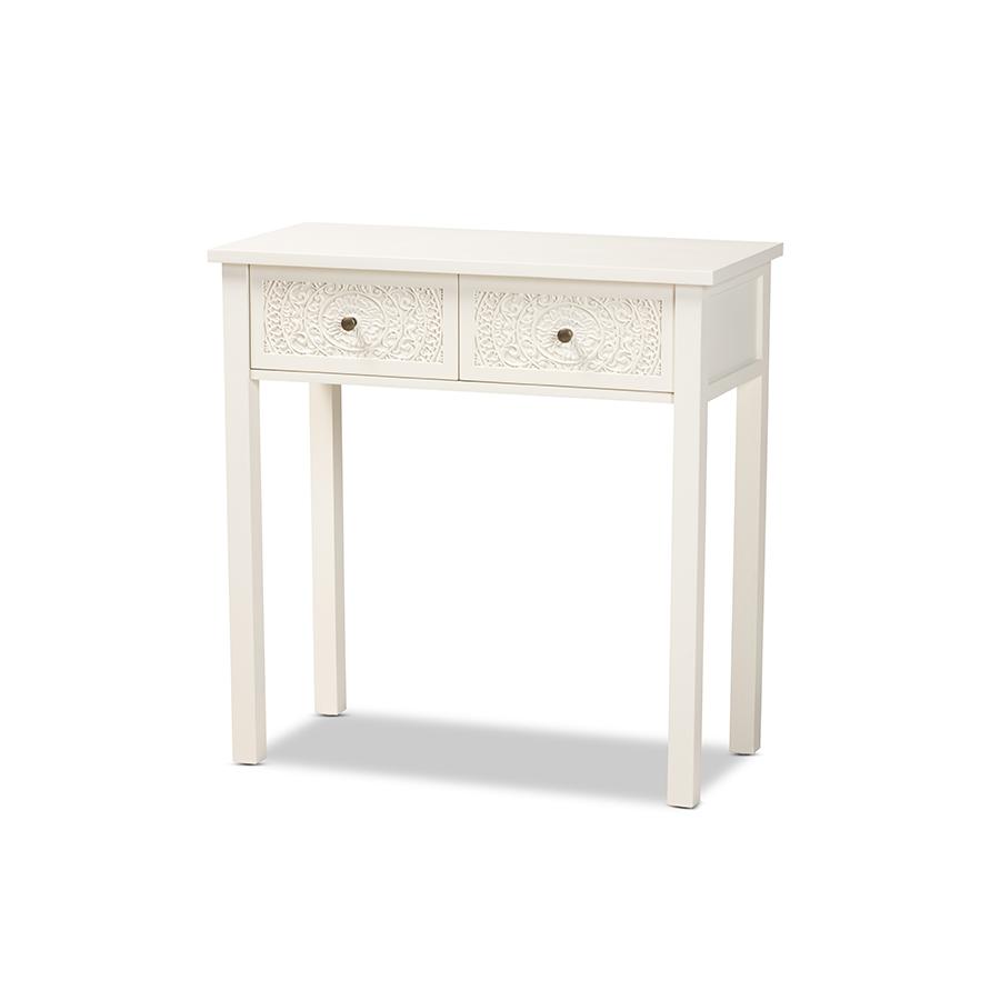 Lambert Classic and Traditional White Finished Wood 2-Drawer Console Table