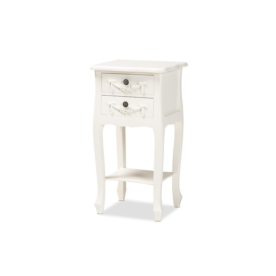 Baxton Studio Eliya Classic and Traditional White Finished Wood 2-Drawer Nightstand