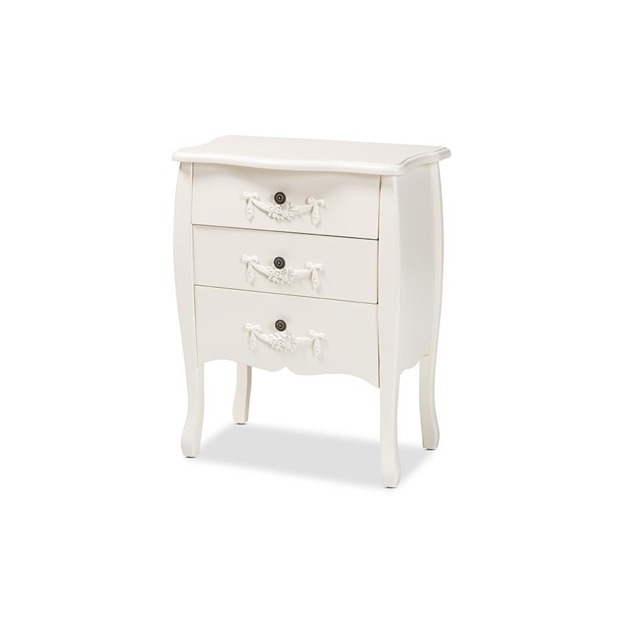 Eliya Classic and Traditional White Finished Wood 3-Drawer Storage Cabinet