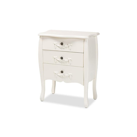 Eliya Classic and Traditional White Finished Wood 3-Drawer Storage Cabinet