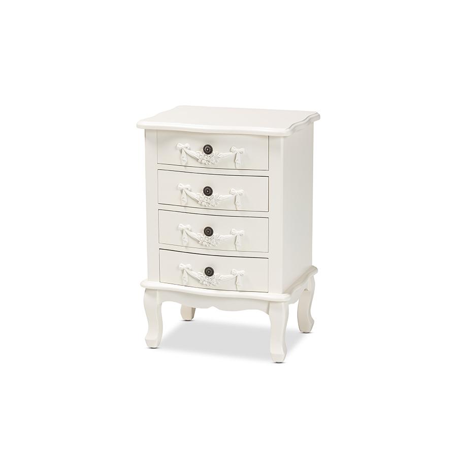 Baxton Studio Callen Classic and Traditional White Finished Wood 4-Drawer Nightstand