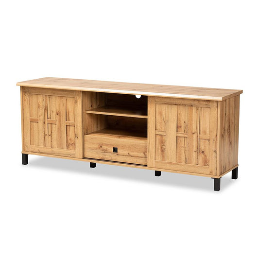 Unna Modern and Contemporary Oak Brown Finished Wood 2-Door TV Stand