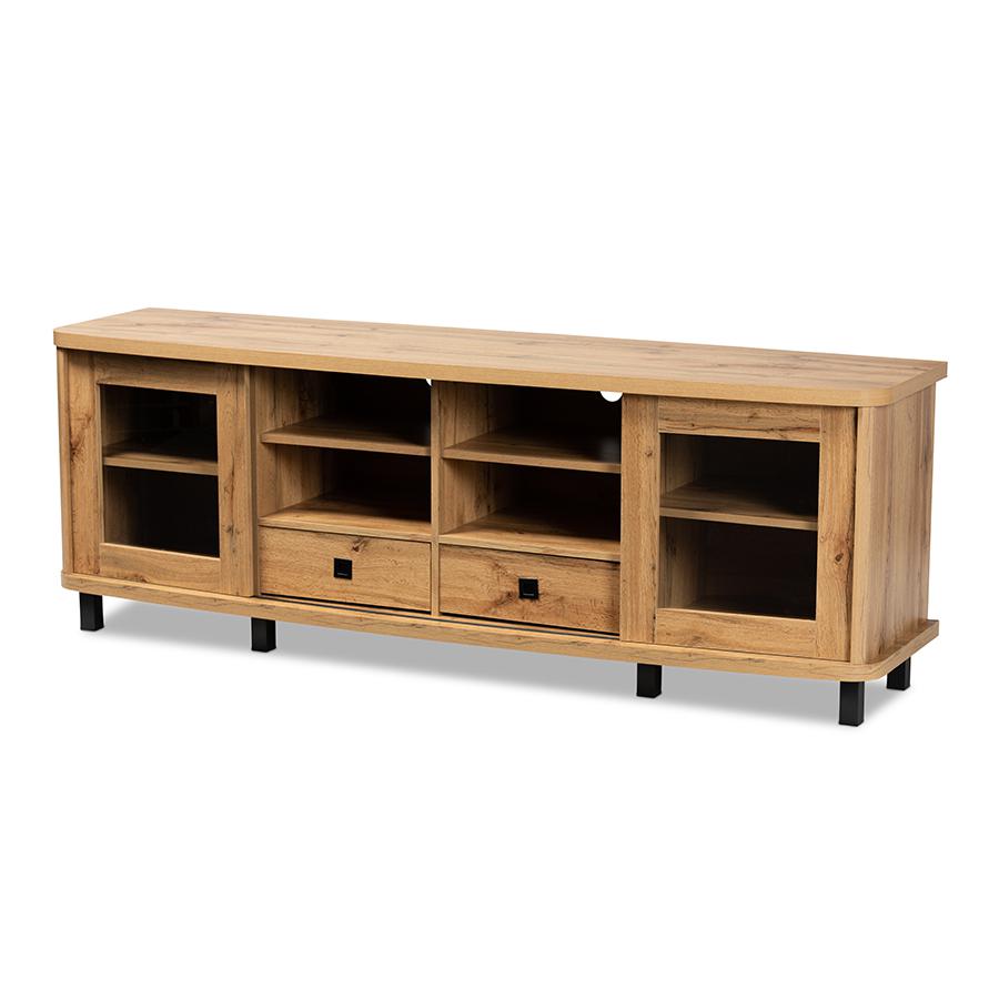 Walda Modern and Contemporary Oak Brown Finished Wood 2-Drawer TV Stand