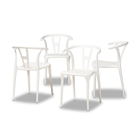 Warner Modern and Contemporary White Plastic 4-Piece Dining Chair Set