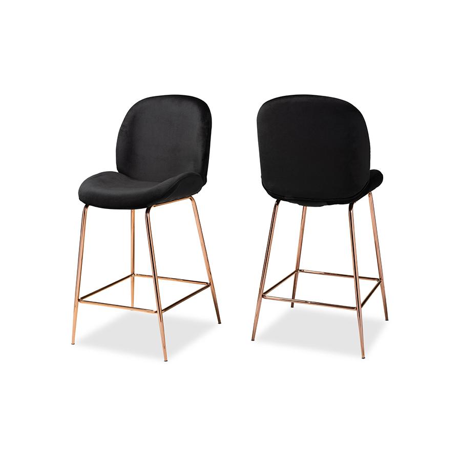 Rose Gold Finished Metal 2-Piece Counter Stool Set