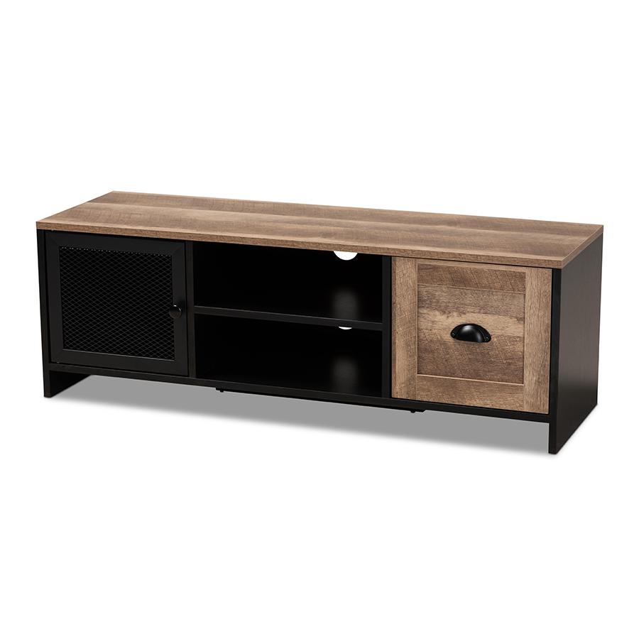 Black Metal 2-Door TV Stand