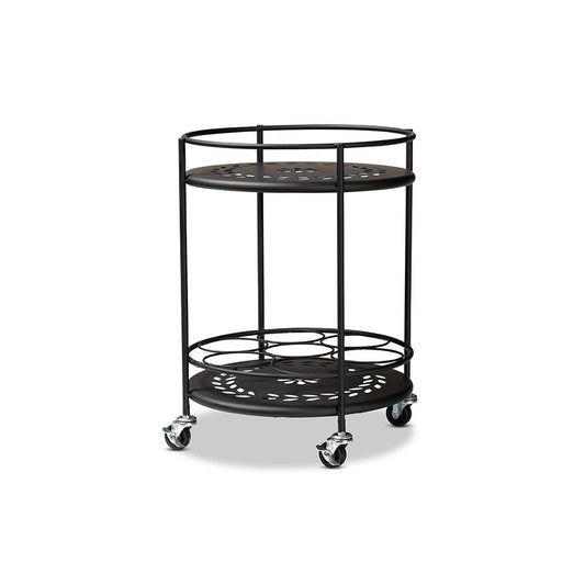 Baxton Studio Dallan Modern Industrial Black Metal 2-Tier Kitchen Cart