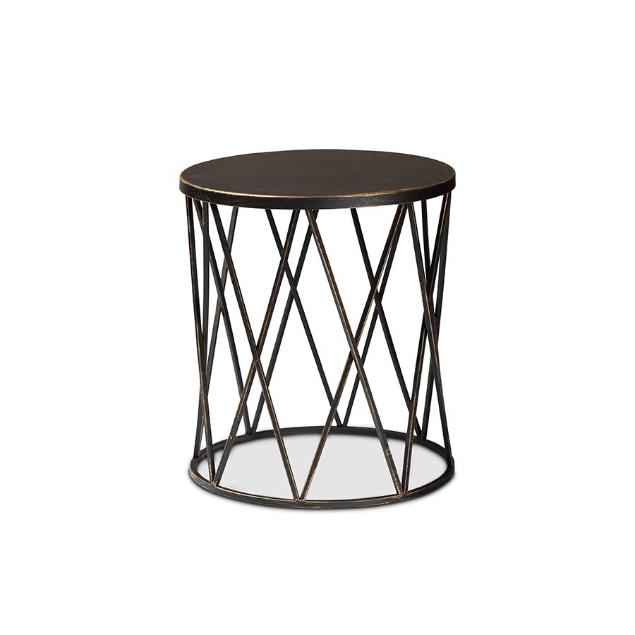 Baxton Studio Finnick Modern Industrial Antique Black finished Metal End Table