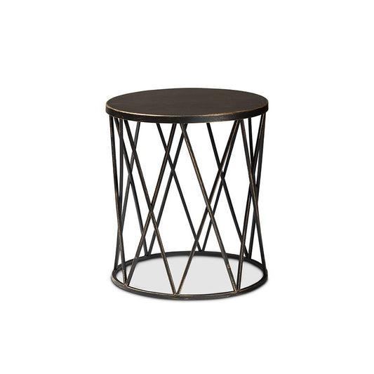 Baxton Studio Finnick Modern Industrial Antique Black finished Metal End Table