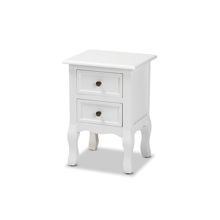 Baxton Studio Caelan Classic and Traditional White Finished Wood 2-Drawer Nightstand