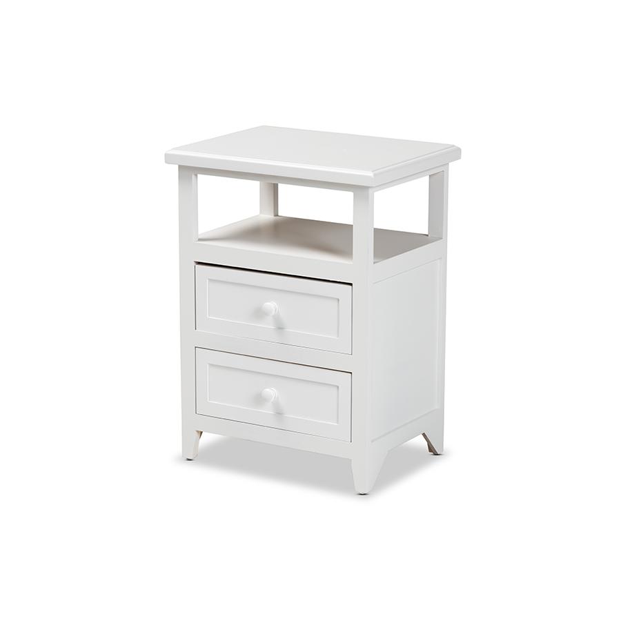 Baxton Studio Karsen Modern and Contemporary White Finished Wood 2-Drawer Nightstand