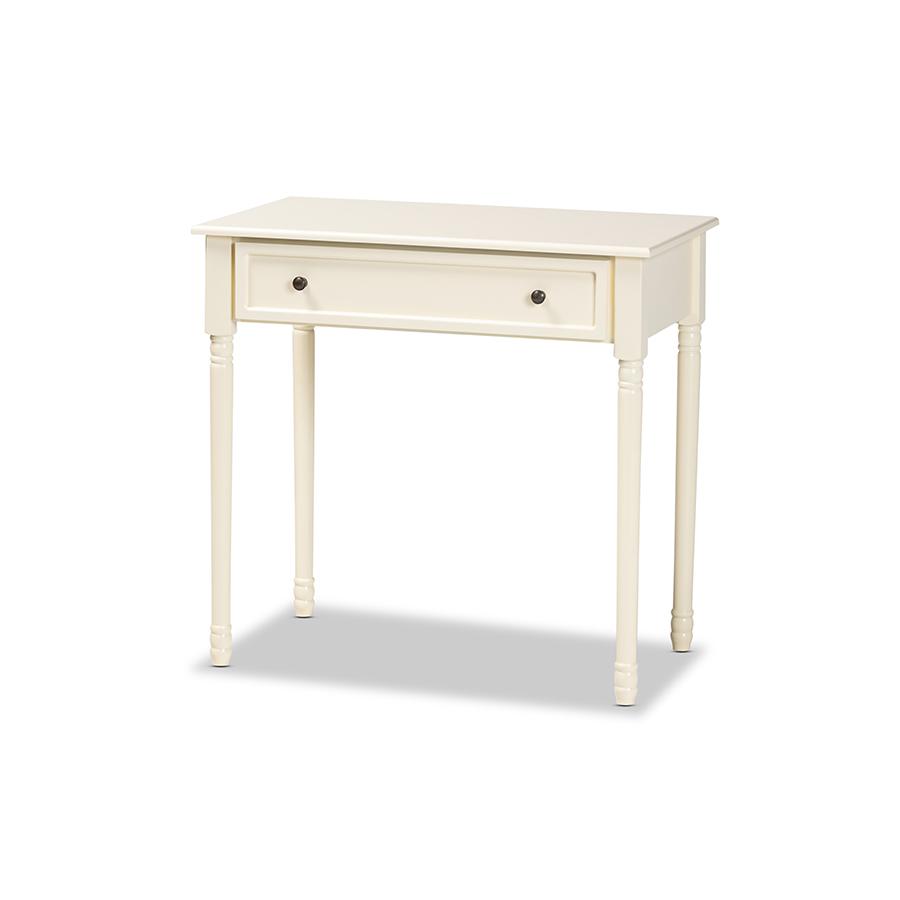 Mahler Classic and Traditional White Finished Wood 1-Drawer Console Table