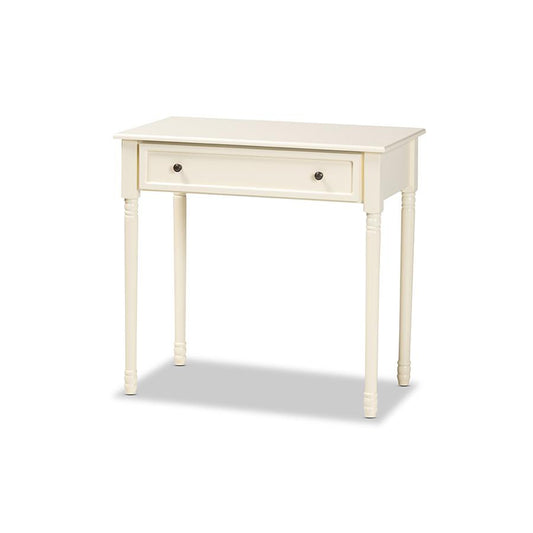 Mahler Classic and Traditional White Finished Wood 1-Drawer Console Table