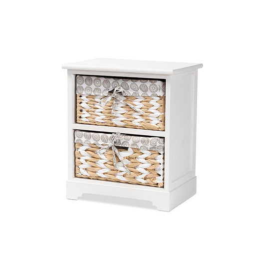 Rianne Modern Transitional White Finished Wood 2-Basket Storage Unit