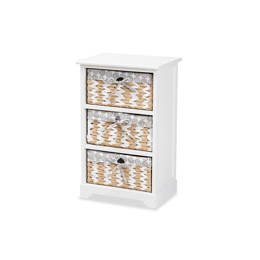 Rianne Modern Transitional White Finished Wood 3-Basket Storage Unit