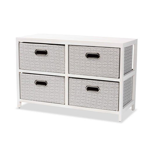 Camber Modern and Contemporary White Finished Wood 4-Basket Storage Unit