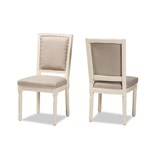 White Finished Wood 2-Piece Dining Chair Set