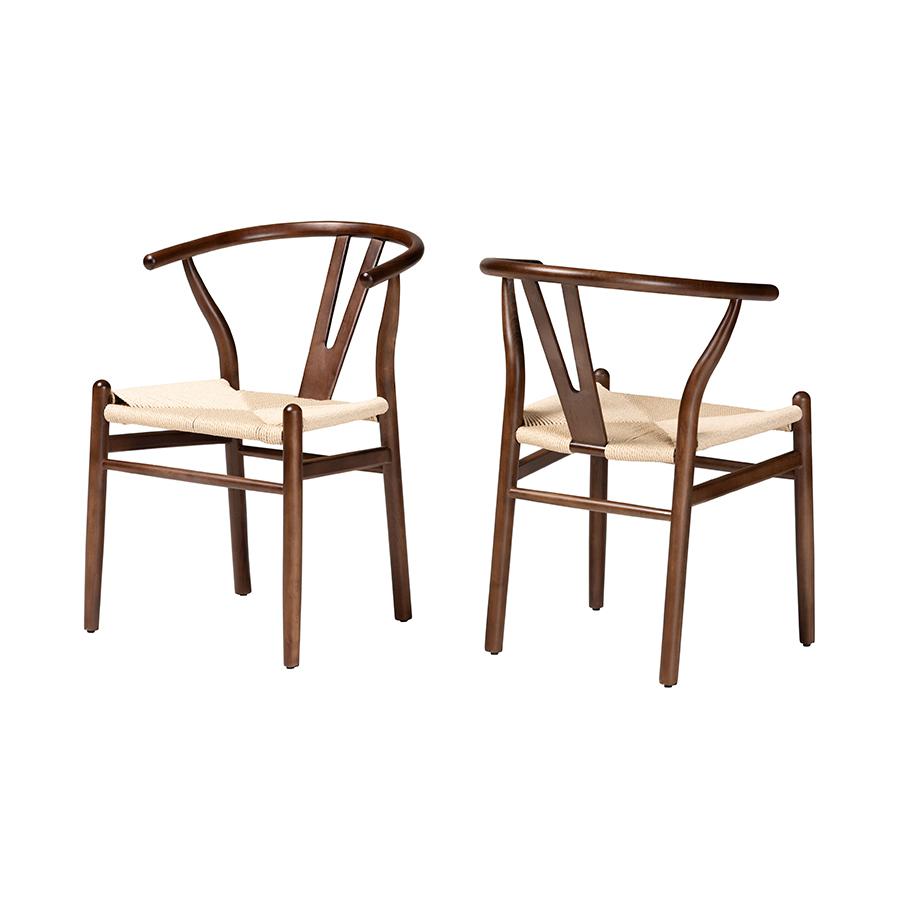 Baxton Studio Paxton Modern Dark Brown Finished Wood 2-Piece Dining Chair Set