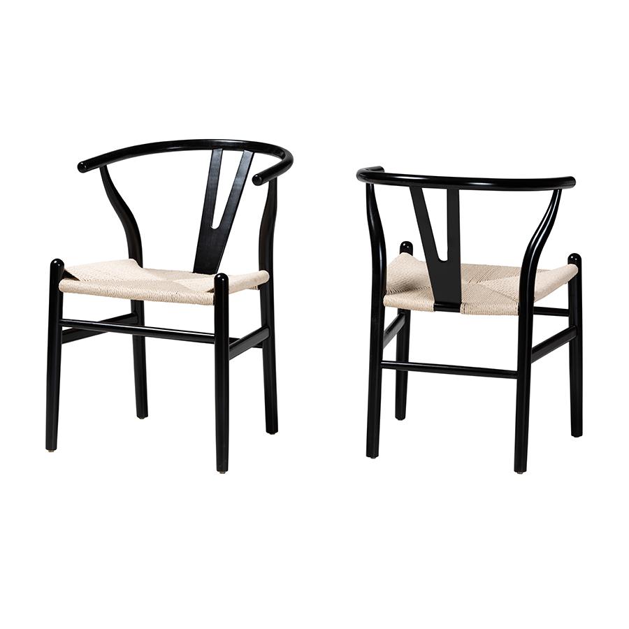 Baxton Studio Paxton Modern Black Finished Wood 2-Piece Dining Chair Set