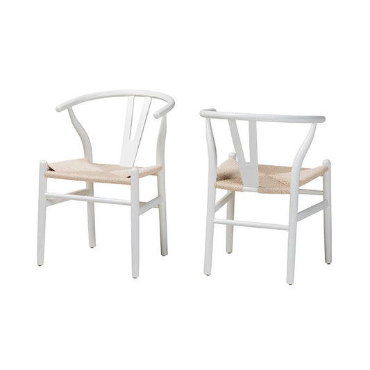 Baxton Studio Paxton Modern White Finished Wood 2-Piece Dining Chair Set