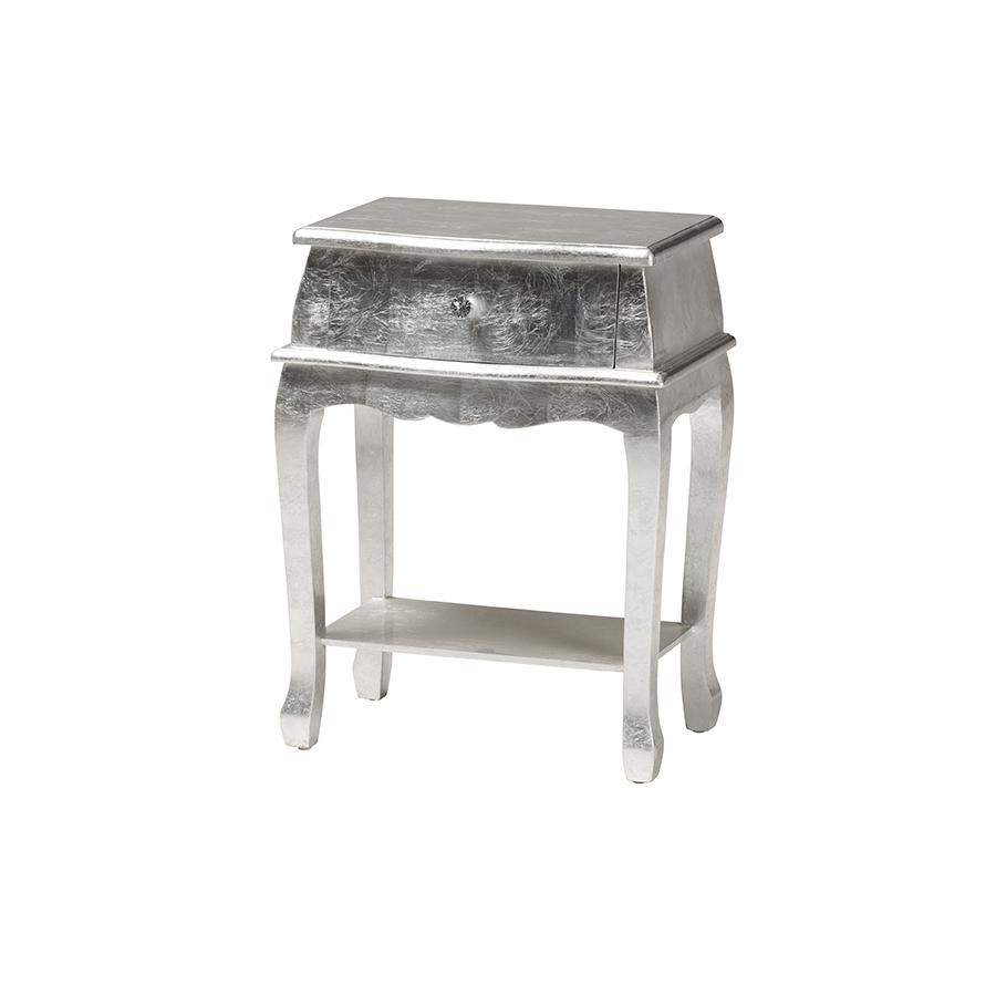 Baxton Studio Harriet Classic and Traditional Silver Finished Wood 1-Drawer Nightstand