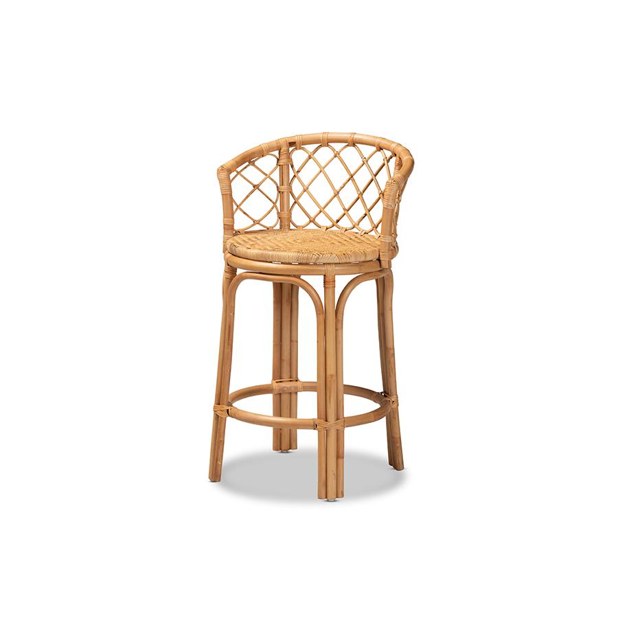 bali & pari Orchard Modern Bohemian Natural Brown Rattan Counter Stool