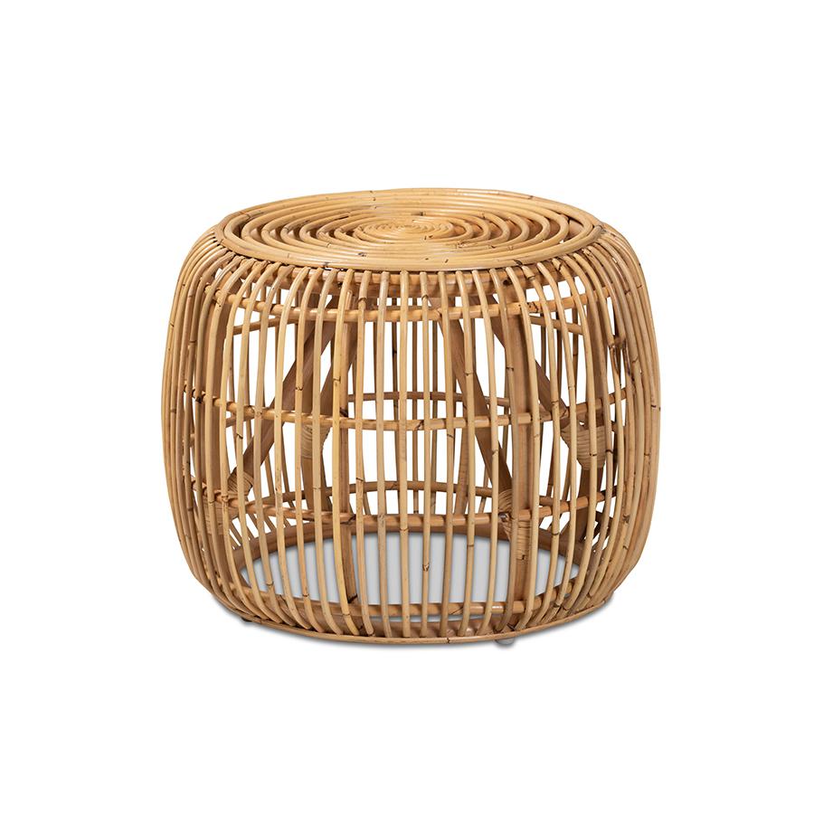 bali & pari Maverick Modern Bohemian Natural Brown Rattan End table