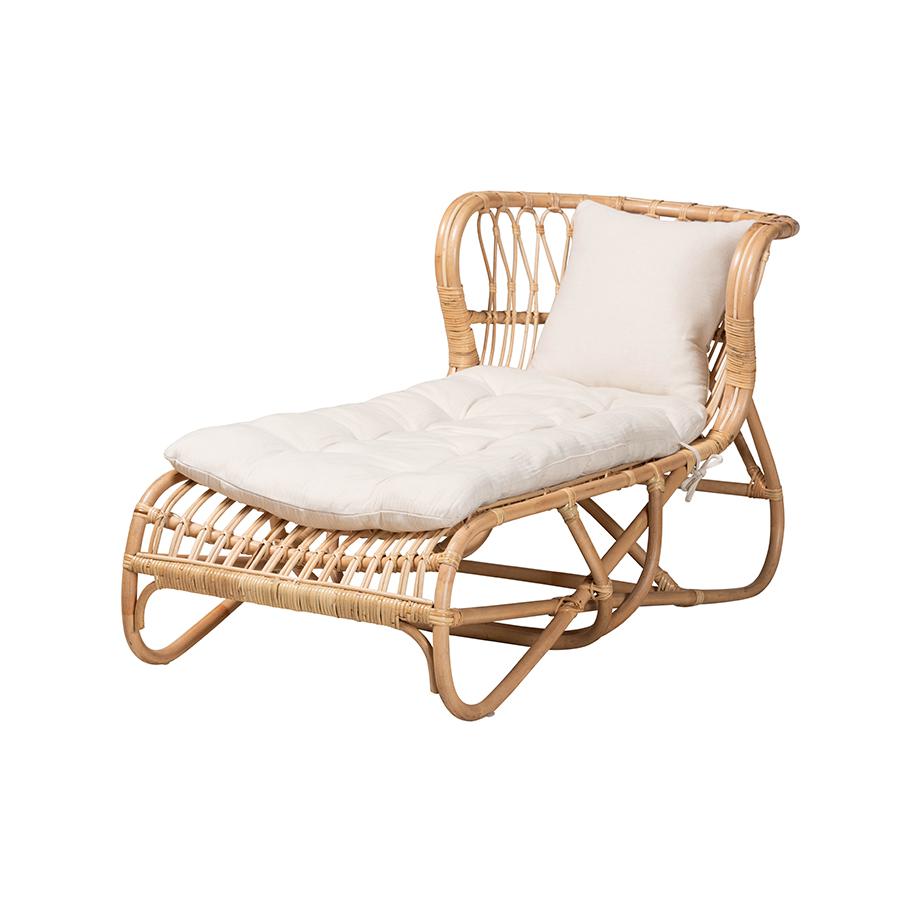 bali & pari Delara Modern Bohemian Natural Brown Rattan Chaise