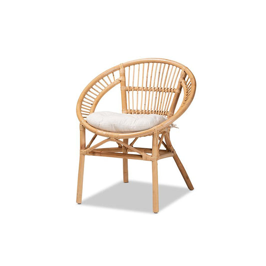 bali & pari Adrina Modern Bohemian Natural Brown Rattan Dining Chair